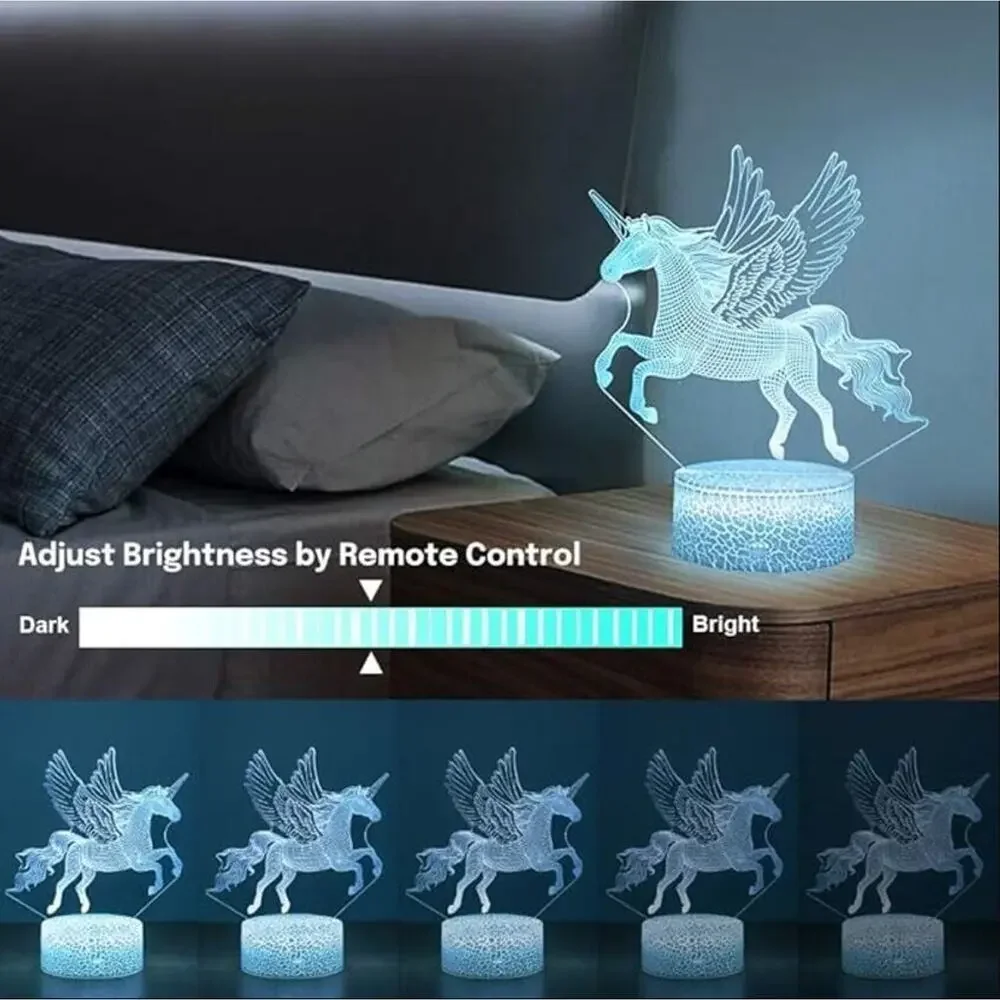 Unicorn Light Toy For Kids Night Light 16 Colors Change Remote 3D Illusion Lamp